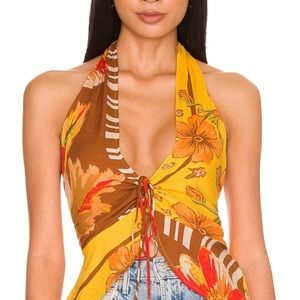 Free People Halter Tank Hot Tropics Mango Combo Tank Size Medium New